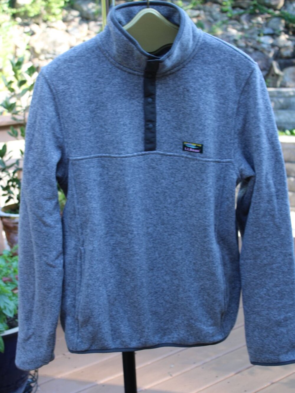 LL Bean Sport Slightly Fitted Men Jacket SZ M/R Gray Fleece 1/4 Zipp Pockets
